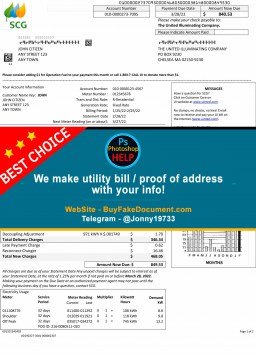 Massachusetts Chelsea SCG The United Illuminating Sample Fake utility bill